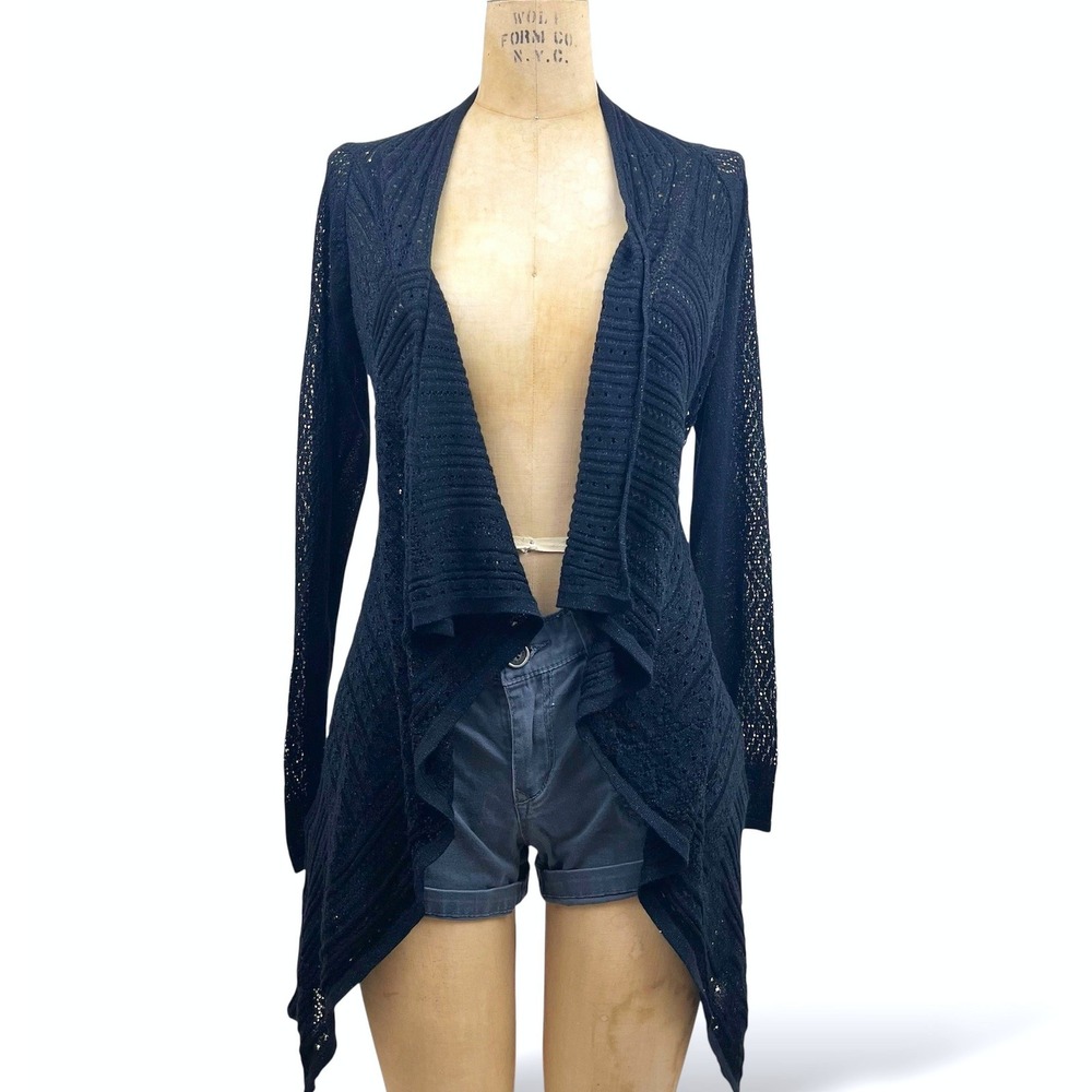 90's Whimsigoth Witchy Cardigan Open Front Sparkle Pointelle Fairy Grunge Size M
